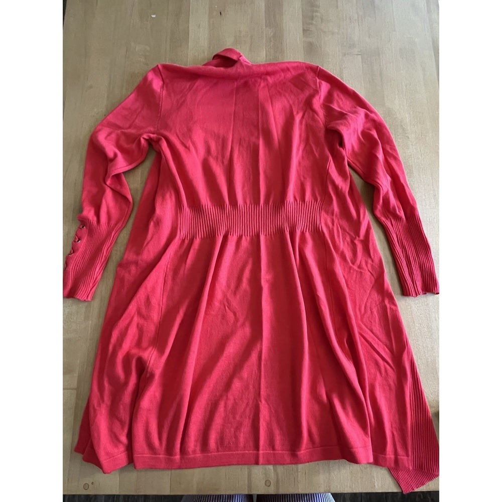 Magaschoni Women Cardigan Size XS Red Open Front Tie Sleeve Luxury Knit Sweater - Picture 12 of 13